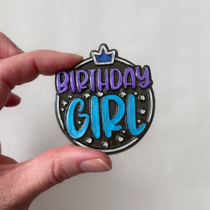Personalised Birthday Girl Badge | Sparkly, colourful gift for girls, women