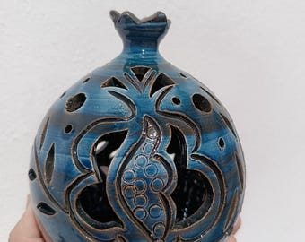 Pomegranate mini handmade ceramic candle holder