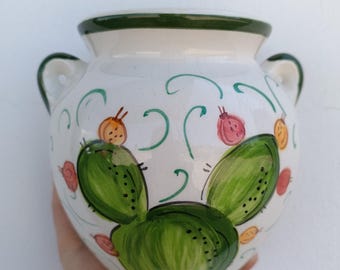 Ceramic hanging pot, large size (23cm high x 20cm wide) CACTUS collection.