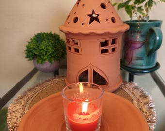 DERIMAR ceramic candle holder house, made entirely by hand on the potter's wheel.