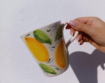 Mug en céramique peint à la main, collection citron.