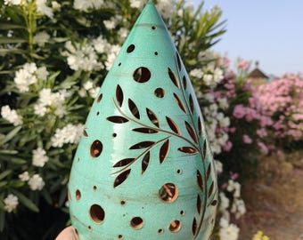 Ideal candle holder for centerpiece, Turquoise collection and openwork vine.