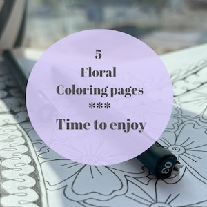 5 printable hand drawn Coloring Floral tracing pages, PDF, digital paper, coloring page, downloads, tracing pages