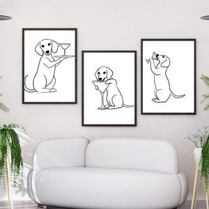 Espresso Martini Dachshund Art – Weenies and Martinis Digital Print, Wiener Dog Poster, Sausage Dog Wall Decor, Funny Cocktail Dog Print Set