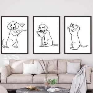 Weenies and Martinis Print Set – Wiener Dog Wall Art, Dachshund Decor, Funny Dog Poster, Sausage Dog Digital, Martini Glasses, Bachelorette
