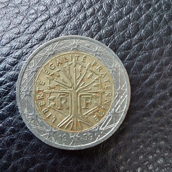 Vintage 2 euro coin France / 1999 / LIBERTÉ ÉGALITÉ FRATERNITÉ / Collectible