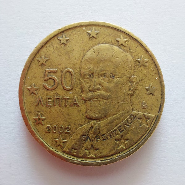 50 euro cent Greece with F marking 2002 / Collectible / Rare find