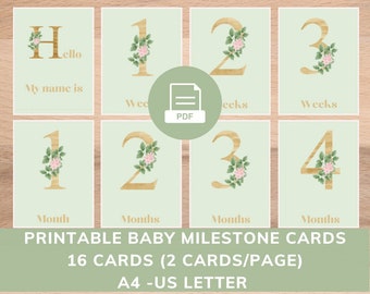 Printable Baby Milestone Cards- Light Green