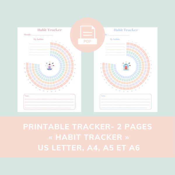 Habit Tracker- Diagramme circulaire de suivi d'habitudes mensuel