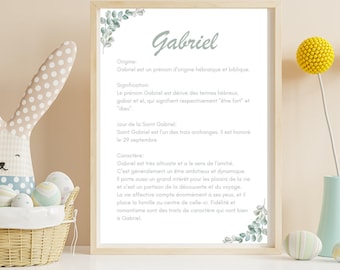 Affiche personnalisée signification du prénom Eucalyptus. Idéal Cadeau de naissance