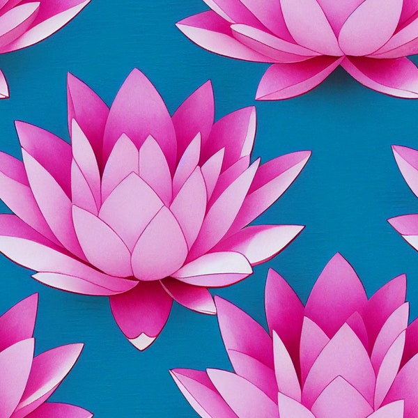 Peaceful Pink Lotus Floral Art Paper Digital Design for Wall Decor for Home & Living