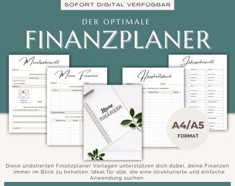 Finanzplaner Vorlagen deutsch, druckbarer Planer A4 / A5 Format, Budgetplaner, undatierte Templates, Haushaltsbuch, sofortiger pdf Download