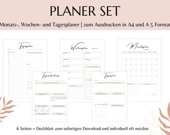 Plannerset Duits, dagelijkse planner digitaal, weekplanner, maandplanner, afdrukbare planner in A4 en A5, planner-inserts, instant download