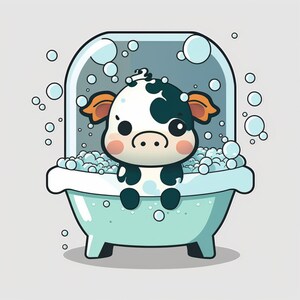 Smiling Baby Cow Bath Time 3