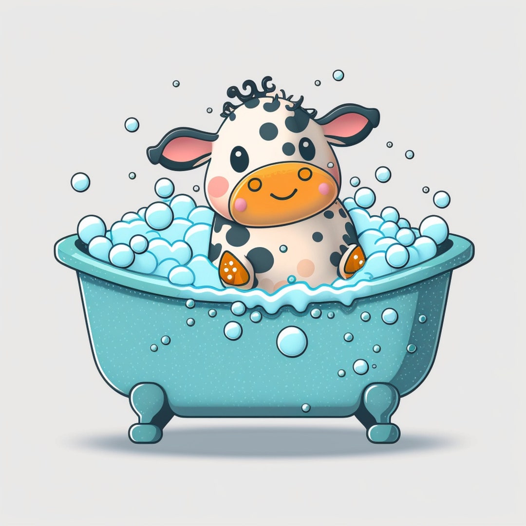 Smiling Baby Cow Bath Time 1 Etsy