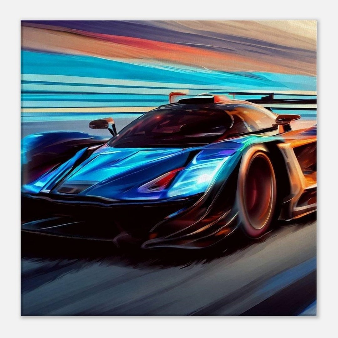 Drawing of Racing Car on Canvas. - Etsy