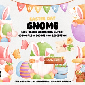 Osterzwerg Aquarell Clipart, Osterzwerg Clipart, Osterhase Gnom Clipart, Osterzwerg PNG, Ostern Clipart, Zwerg Clipart