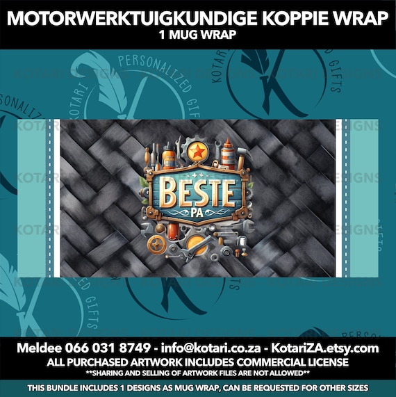 Mechanic Dad Mug Design – Father's Day Gift - Afrikaans Motorwerktuigkundige Pappa Pa Vadersdag
