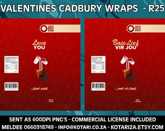 Valentines Cadbury Wrappers - Valentyns Sjokolade Papier Omhulsel