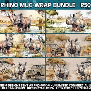 Rhino - SA Big 5 Mug Wrap - South African Safari