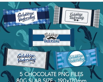 Vadersdag Sjokolade Omhulsels PNG Bundle, Afrikaans Schokoladenverpackungen, Vatertags-Schokoriegel-Wraps, druckbare Bonbon-Wrapper-Vorlage