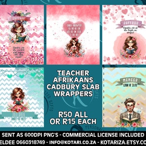 Onderwyser - Juffrou en Meneer - Sjokolade Omhulsel - Licença Comercial - Choc Teacher e Sir Chocolate Wrappers
