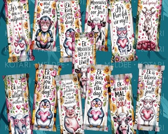 Valentyns Sjokolade Omhulsels - Valentine Chocolate Wrappers in Afrikaans - 13 files png - Commercial License