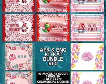 Valentines Day - Valentyns Dag - English and Afrikaans 2 Finger KitKat wrappers
