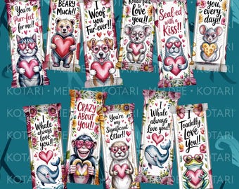 Valentine Chocolate Wrappers in English - 11 files png - Commercial License