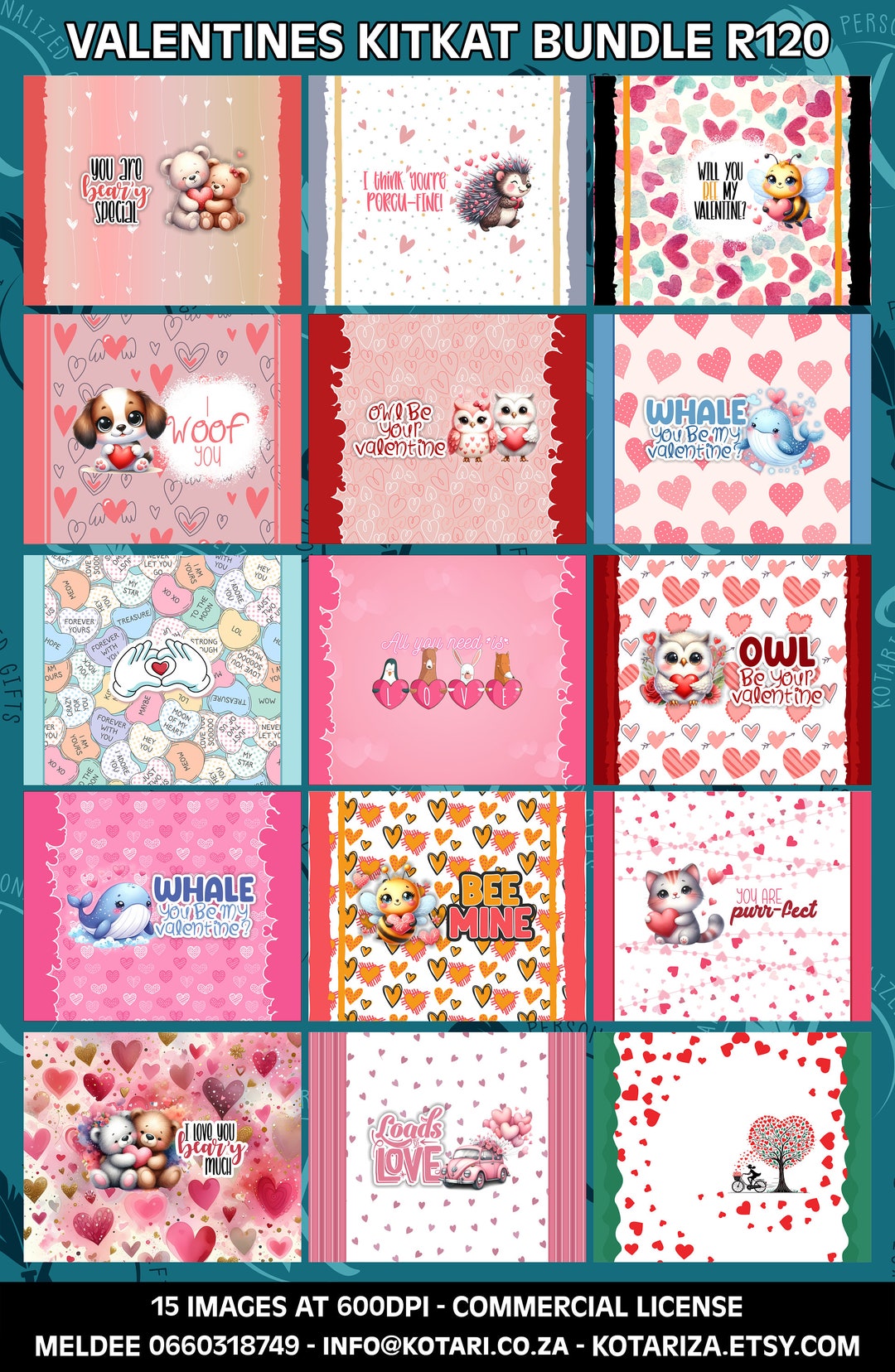 Valentines Kitkat Bundle With 15 Cute Designs - Etsy