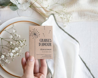 Graines d’amour – Cadeau invité Champêtre - Sachet de graines