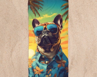 Retro French Bulldog Beach Towel: Beach Bliss in Style