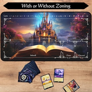 Lorcana Playmat With or Without Zoning | Magic Book | TCG Playmat | Trading Card Game playmat | 12x22 and 31x15.5 inch | High quality print