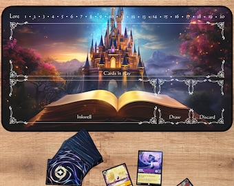 Lorcana Playmat With or Without Zoning | Magic Book | TCG Playmat | Trading Card Game playmat | 12x22 and 31x15.5 inch | High quality print