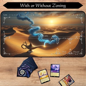 Lorcana Playmat With or Without Zoning | Genie Lamp | TCG Playmat | Trading Card Game playmat | 12x22 and 31x15.5 inch | HQ print