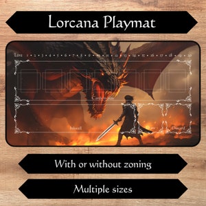 ロルカーナ プレイマット ゾーンあり/なし | ドラゴンスレイヤー | TCG プレイマット | トレーディングカードゲーム プレイマット | 12x22 / 31x15.5 インチ | 高品質プリント