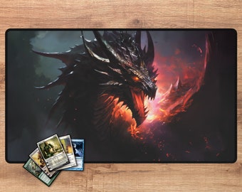 MTG Playmat | 24x14 inch | Wizzard Dragon | Optional Zoning | TCG Play Mat | Magic the Gathering | Gaming Playmat | MTG Gifts