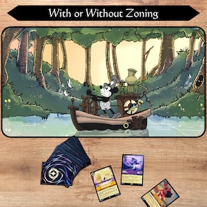 Lorcana Playmat With or Without Zoning | Classic Mickey Steamboat Willie | TCG Playmat | Trading Card Game playmat | 12x22 and 31x15.5 inch