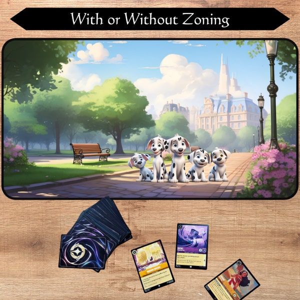 Lorcana Playmat With or Without Zoning | Dalmatian Puppies | TCG Playmat | Trading Card Game play mat | 12x22 and 31x15.5 inch