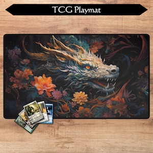 MTG Krabbeldecke | 60 x 36 cm | Glücksdrache | Optionale Zonierung | TKG Spielmatte | Magic the Gathering MTG Geschenke