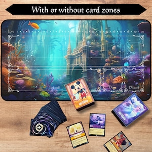 Lorcana Playmat With or Without Zoning | Under Water Castle | TCG Playmat | Trading Card Game playmat | 12x22 and 31x15.5 inch | HQ print