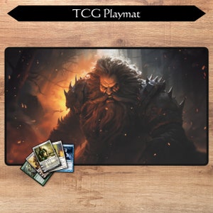 MTG Playmat | 24x14 inch | Dwarf Berserker | Optional Zoning | TCG Play Mat | Magic the Gathering | Gaming Playmat | MTG Gifts