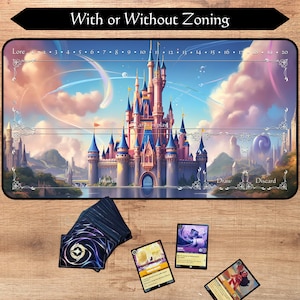 Lorcana Playmat With or Without Zoning | Magic Castle | TCG Playmat | Trading Card Game playmat | 12x22 and 31x15.5 inch | HQ print