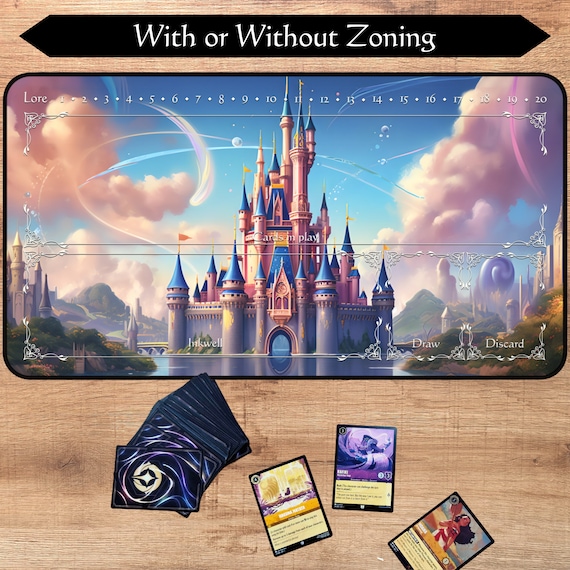 Lorcana Playmat With or Without Zoning | Magic Castle | TCG Playmat | Trading Card Game playmat | 12x22 and 31x15.5 inch | HQ print