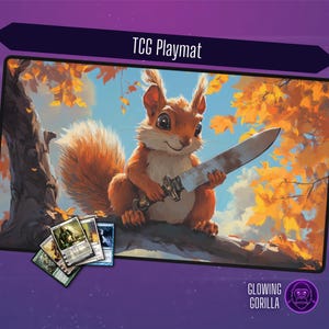 MTG Playmat Deceptive Squirrel, 24x14 inch, Optional Zoning,TCG Play Mat, Magic the Gathering, DnD, Table Top Gaming, MTG gift
