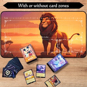Lorcana Playmat With or Without Zoning | Proud Lion | TCG Playmat | Trading Card Game playmat | 12x22 and 31x15.5 inch | HQ print