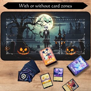 ロルカーナ プレイマット ゾーニングあり/なし | スケルトン | TCG プレイマット | トレーディング カード ゲーム プレイマット | 12x22 および 31x15.5 インチ | 高品質プリント