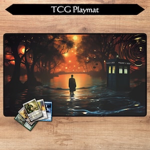 MTG Krabbeldecke | 60 x 36 cm | Dr Who Tardis Polizei Box | Optionale Zonierung | TKG Spielmatte | Magic the Gathering | D&D | Gaming Krabbeldecke | MTG geschenk
