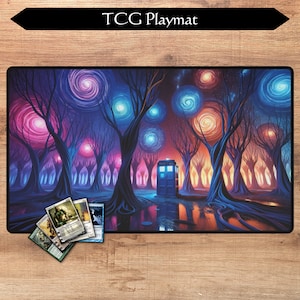 MTG Krabbeldecke | 60 x 36 cm | Tardis Polizei Box | Optionale Zonierung | TKG Spielmatte | Magic the Gathering | D&D | Gaming Krabbeldecke | MTG geschenk