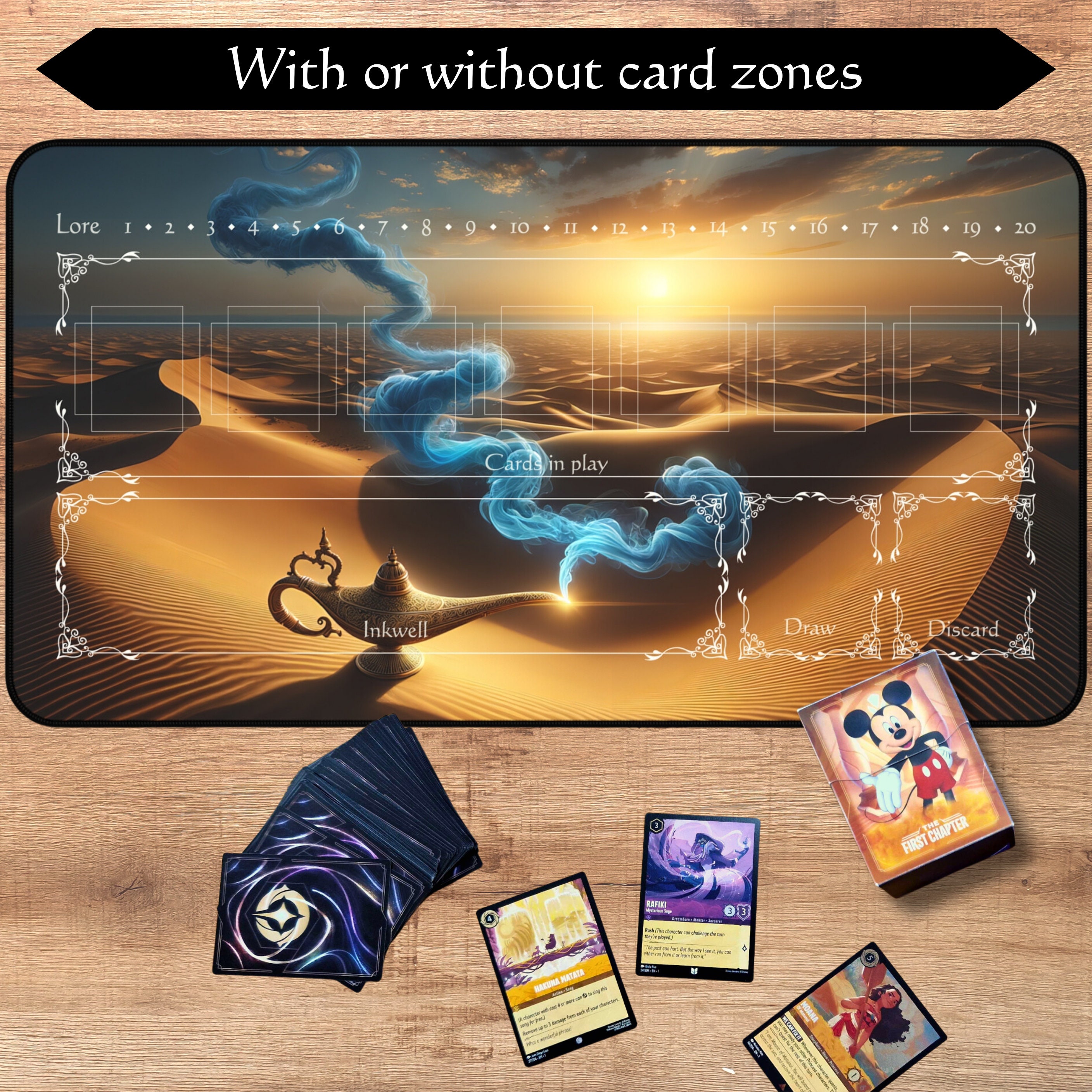 Lorcana Playmat With or Without Zoning Jinn Lamp TCG Playmat Trading